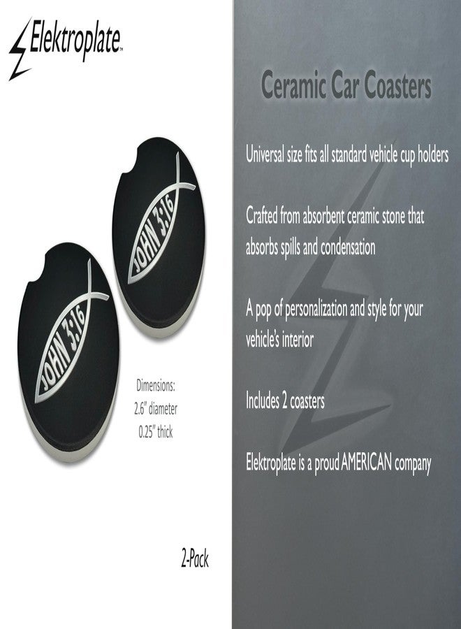 Elektroplate Christian Jesus Fish John 3:16 Bible Verse Automotive Ceramic Coasters (2.6" Diameter) | Universal Fit for All Cars, Trucks, SUVs, and More | Absorbent Non-Slip Durable | Set of 2 - Image 5